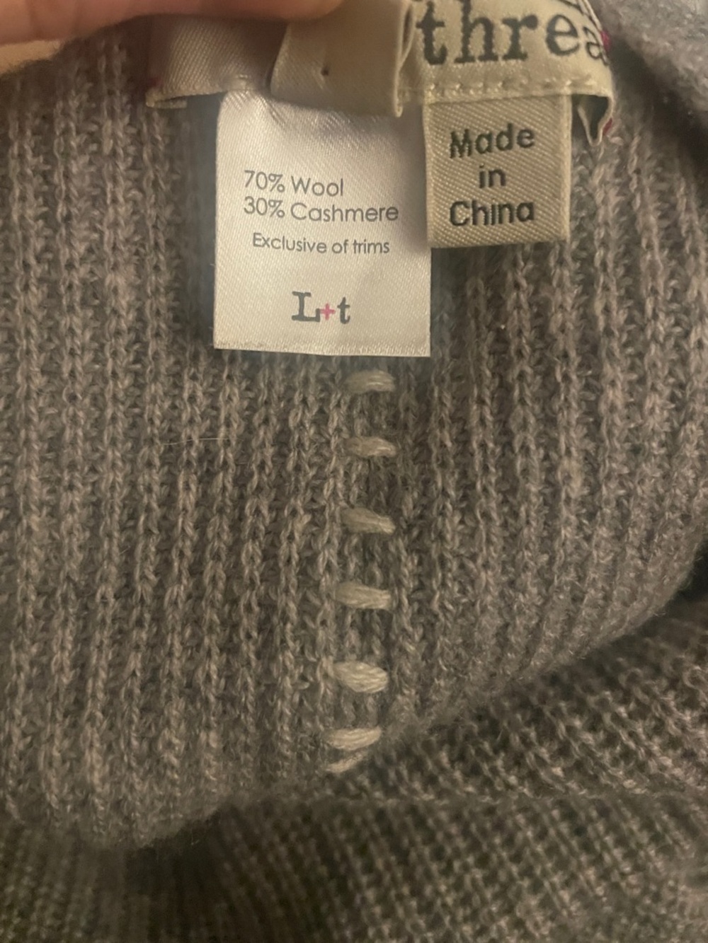 Label + Thread Colorblock V-Neck Knit Poncho Sweater - Gray, Black & Red - Picture 6 of 6